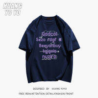 HUANGYOYO เสื้อยืดแขนสั้นผ้าฝ้าย100% ลายกราฟฟิตีลำลองสำหรับผู้หญิง