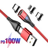 AUFU Magnetic USB Cable For iPhone PD 100W USB Type C Data Cable For Xiaomi Samsung Fast Charging 3 in 1 USB-C Micro USB Cord