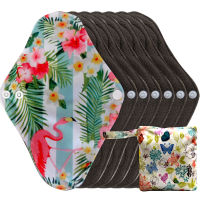 [Lecy Eco Life]7pcs reusable bamboo charcoal pantyliner with 1waterproof storage bag, colorful cloth menstrual pads