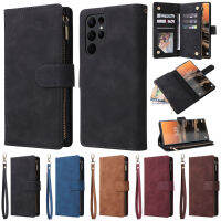 NLWVXSuitable สำหรับ Samsung S23อัลตร้าโทรศัพท์เคสหนัง S22 S21 Note20 A34 A54บัตรหลายใบกระเป๋าสตางค์แบบมีซิปเคส