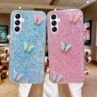 เคสโทรศัพท์ Samsung S23 Fe S23 Ultra S23+ ผีเสื้อที่สวยงามตกแต่งแววเลื่อมออกแบบปลอกยางนุ่มโปร่งใสเคส Galaxy S23 FE เคสโทรศัพท์หุ้ม