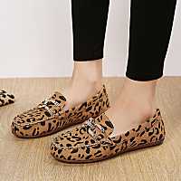 Leisure leopard single shoes outside the new age season 2022 han edition fashion buckle flat round head doug female