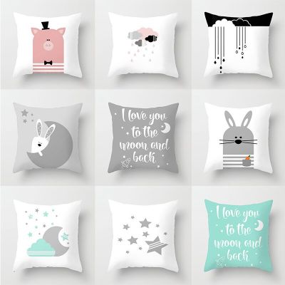 New Cartoon Printed Pillowcase Fabric Sofa Pillowcase Home Polyester Printed Cushion Cover