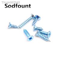 ✆◊ஐ  50pcs Cross flat head tapping screw M4 M5 M6 Blue zinc hardened KA/FA countersunk head miniature electronic small screws