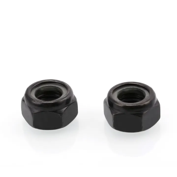 Black Steel Nylon Lock Nut Metric Thread Hex Insert Nutsert Self