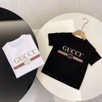 2023 NEWGucci2023ฤดูร้อนเด็กเสื้อยืดแขนสั้นคอกลมเสื้อสวมหัวหล่อผู้ชายผู้หญิงกลางเด็กเล็กสไตล์ตะวันตก Bottoming เสื้อด้านบนอินเทรนด์