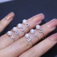 Meibapj Natural Freshwater Pearl Simple Letter Ring Real 925 Sterling Silver Fine Wedding Jewelry For Women