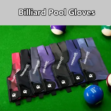 Pool Table Gloves 2pcs 3 Fingers Billiards Training Glove Breathable  Slip-proof Elasticity Embroidered Pool Cue