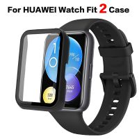 ZZOOI Glass+cover for HUAWEI watch fit 2 protector accessories smart watch PC Full bumper Tempered Glass Film for HUAWEI fit2 case