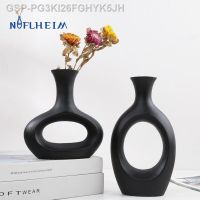 ♦PG3KI26FGHYK5JH Niflheim Cerâmica Abstrato Preto Vaso Nórdico Oco Para Fora ฟลอเรสเดอ Decoração Design Sala Estar Quarto Acessórios