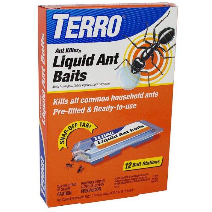 TERRO T300B Liquid Ant Bait Ant Killer, 12 Bait Stations / 6 Bait ...