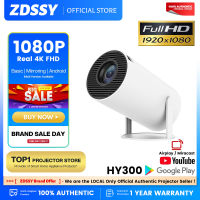 ZDSSY HY300 Full HD 1080P โปรเจคเตอร์แบบพกพาเข้ากันได้กับ4K 8000ลูเมนสมาร์ททีวีแอนดรอยด์11 OS เครื่องฉายวิดีโอโรงภาพยนตร์ที่บ้าน