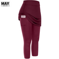 MAV 【 STOCK】Women เทนนิสเลกกิ้งกระโปรงยืดหยุ่นกีฬาชุดออกกำลังผู้หญิง Legging จักรยานกางเกงปั่นจักรยานพร้อมกระเป๋าการออกกำลังกาย Supply