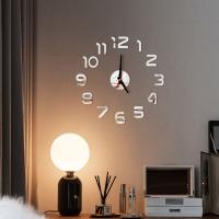ZZOOI Large Wall Clock Quartz 3D DIY Big Watch Decorative Kitchen Clocks Acrylic Mirror Sticker Oversize Wall Clocks Home Decor