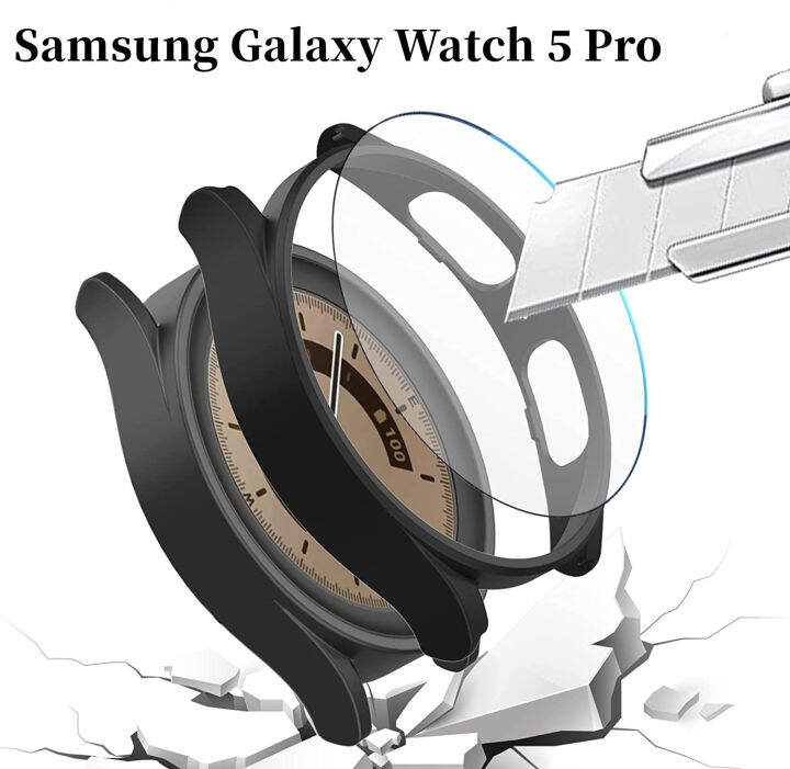 Glass+Case for Samsung Galaxy Watch 5 Pro case Waterproof PC Galaxy