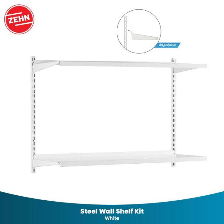 Zehn White Steel Wall Shelf Kit ( Set )Set Papan Hambalan Rak Dinding