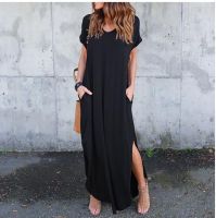 ZZOOI Plus Size 5XL Sexy Women Dress Summer 2019 Solid Casual Short Sleeve Maxi Dress For Women Long Dress Free Shipping Lady Dresses