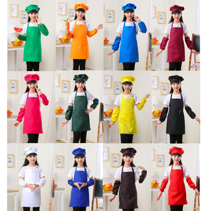 ชุดหมวกเชฟแขนผ้ากันเปื้อนสำหรับเด็กชุดสามชิ้นเสื้อผ้าภาพวาดศิลปะสำหรับโรงเรียนอนุบาลอบร้าน-vwqso