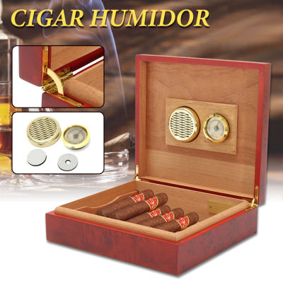 กล่องเก็บ Cuban Ci-Gare กล่องใส่ซิการ์กล่องใส่ซิการ์ Humidor ความจุขนาดใหญ่ตู้เก็บของพร้อมชุดไม้ไฮกรอมิเตอร์