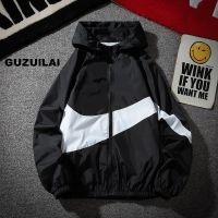 Spring Autumn 2023 MenS Thin Jacket Hooded Sportswear Casual Jacket Loose Long Sleeve Paneled Street