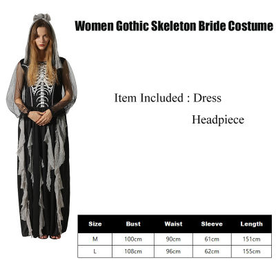 Snailify Women Gothic Skeleton Bride Costume Girl Corpse Bride Costumes Scary Skeleton Halloween Costume 2020 New Arrival