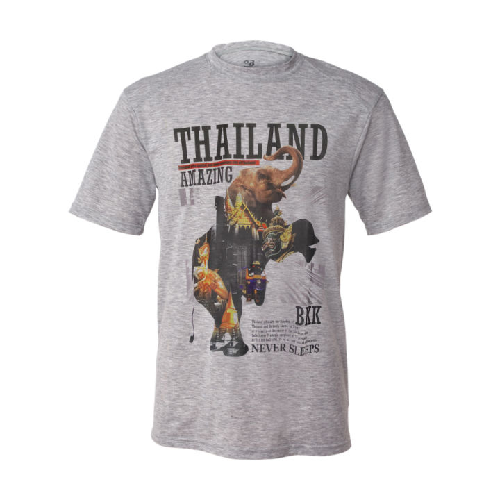 เสื้อยืดราคาถูก-เสื้อยืดสีขาวคอกลม-ลายช้างไทย-thailand-m141-unisex