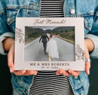 Personalized Wedding Photo Frame Just Married Picture Frame Custom Wedding Gift Bride and Groom Gift Bridal Shower Gift