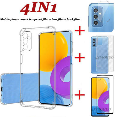 (4in1) สำหรับ Samsung Galaxy M52 5G กรณีโทรศัพท์ Samsung Galaxy M31กระจกนิรภัยฟิล์ม + ฟิล์ม + ฟิล์มเลนส์ + โทรศัพท์มือถือ