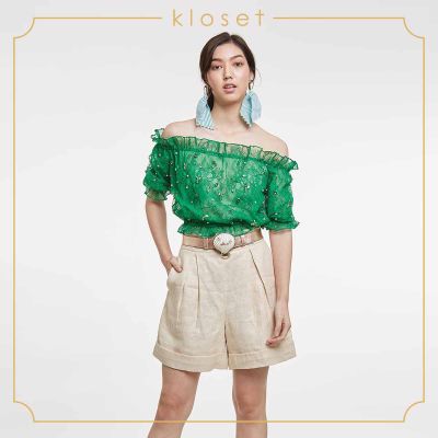 Kloset Design Summer Lover High Waist Shorts (RS20-P003) กางเกงผ้าลินิน กางเกงขาสั้น กางเกงขาสั้นแฟชั่น