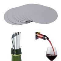 10Pcs Aluminum Foil Wine Pourer Film Drip Stop Pour Spouts Disk Round Leak-proof PET Drop Stopper