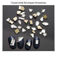 30/100Pcs Crystal White Nail Art Rhinestone Accessories Flat Glass Stone Strass Mixed Shape DIY Fashion 3D Fingernail Decoration