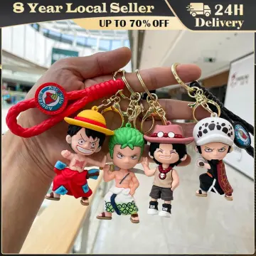 Two-piece Anime One Piece Keychain Luffy Ace Tag Metal Key Holder Chaveiro  Keyrings car Key