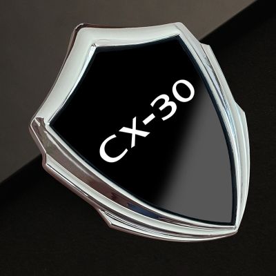 สติกเกอร์ตกแต่งเครื่องหมายตัวรถสไตล์3D ตราสติกเกอร์รูปลอกประดับรถสติกเกอร์ติดรถเหล็กภายในสำหรับ CX30 Mazda