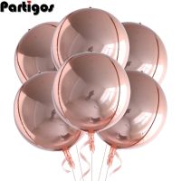 6pcs 22 Inchs Rose Gold Big 4D Balloons 360 Degree Round Metallic Rose Gold Balloons Birthday Baby Shower Wedding Decorations Balloons