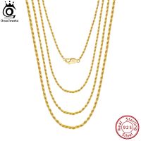 《 DTOU Fashion 》 ORSA JEWELS แท้925เงินสเตอร์ลิงเพชรตัดเชือกสร้อยคอสร้อยคอผู้หญิง18K Gold Over Silver Twisted Chain SC29