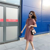 Korean Summer Loose R Plaid Short Sleeved Casual Dress