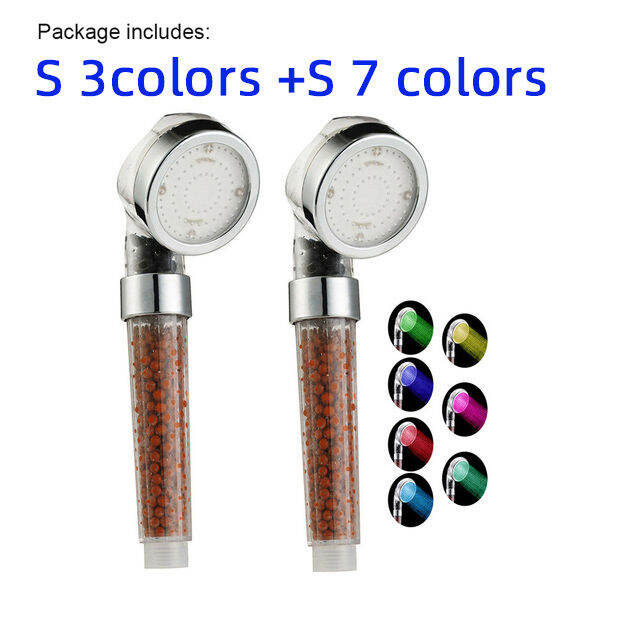 Bathroom 37 Color Changing LED Shower Head Temperature Sensor Handheld