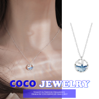 COCOJEWELRY สร้อยคอคริสตัลสีฟ้าเกาหลีสำหรับผู้หญิงเด็กผู้หญิงอุปกรณ์เสริมสร้อยคอโซ่กระดูกไหปลาร้าแฟชั่นที่ละเอียดอ่อน