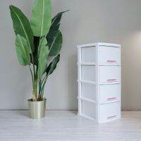 ลิ้นชักเก็บของ 4 ชั้น สีขาว รุ่น A-002-12 White Drawers 4 Tiers