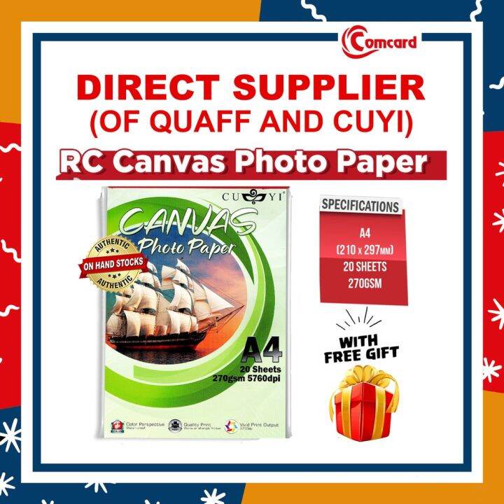 ♦☑️ Comcard Mall CUYI 270GSM RESIN COATED CANVAS PHOTO PAPER A4 SIZE