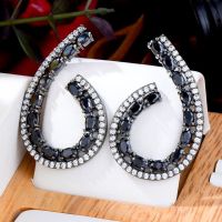 GODKI Fashion Trendy Half Of Round Cubic Zirconia Wedding EngagementParty Dress up Earring Fashion Jewelry for Women