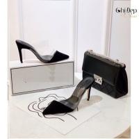 ◘ xing lu nan Mica Open Waist High Heel Mule Shoes With Pointed Heel 7Cm H69