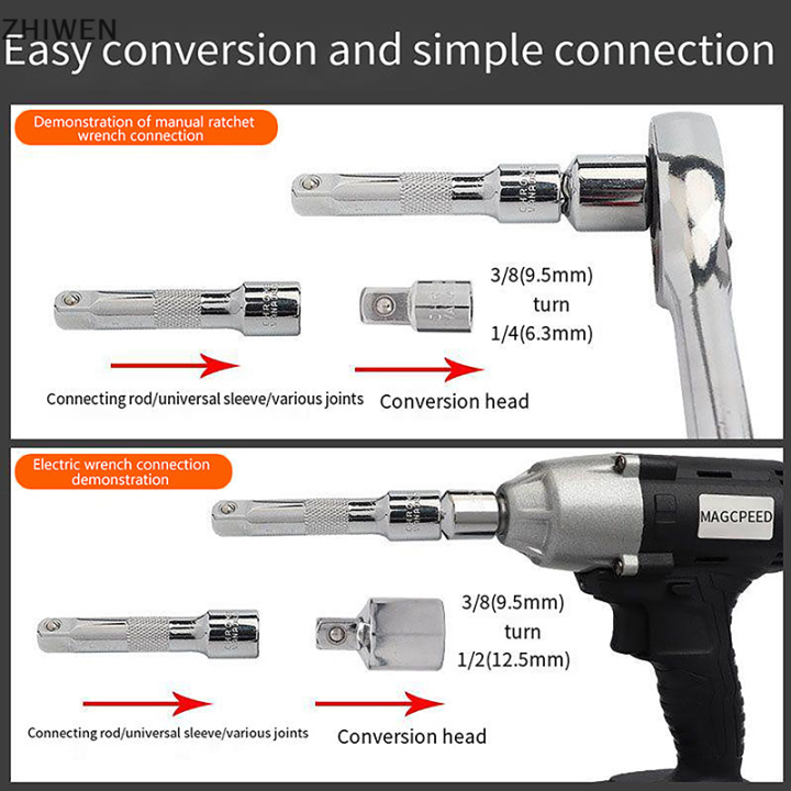 zhiwen-อะแดปเตอร์1ซ็อกเก็ตพีซีเหล็กวาเนเดียมโครเมี่ยมประแจหัวขับเคลื่อน1-2-3-8-1-4-cr-v-สำหรับรถยนต์จักรยานโรงรถเครื่องมือซ่อมแซมบ้าน