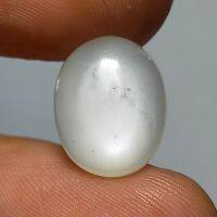 พลอย หลังเบี้ย มูนสโตน เหลือบ สีขาว  ธรรมชาติ ดิบ แท้ ( Unheated Natural White Flash Moonstone ) 5.66 กะรัต