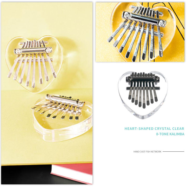 8คีย์-kalimba-คริสตัลใส-kalimba-อะคริลินิ้วหัวแม่มือเปียโนหัวใจโปร่งใสเครื่องดนตรีคริสตัลใส-kalimba