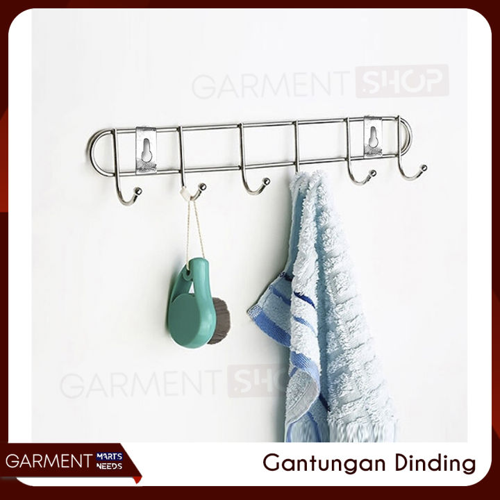 Gantungan Baju Dinding Pintu Kamar Wc Stainless Jemuran Laundry