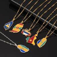 2020 New St.Vincent Antigua Grenada Cameroon Saint Lucia Flag &amp; Map Pendant Necklace Fashion Women Charm Jewelry Party Gifts Replacement Parts