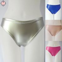 【Ready stock】Women-Sexy Faux Leather Slink Shiny Wet Look Panties Bikini Thong Brief Clubwear