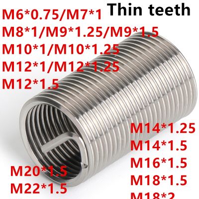 M6M7M8M9M1012X1.25-M22X1.5 SUS304 ulir kawat gigi tipis sekrup lengan masukan Bushing Helicoil benang perbaikan Inserts1000