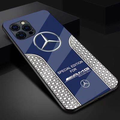 เคสสำหรับไอโฟนโทรศัพท์กันกระแทก Mercedes-Benz 14 /Pro/plus/pro Max/ 13/12/11-กระจกป้องกัน